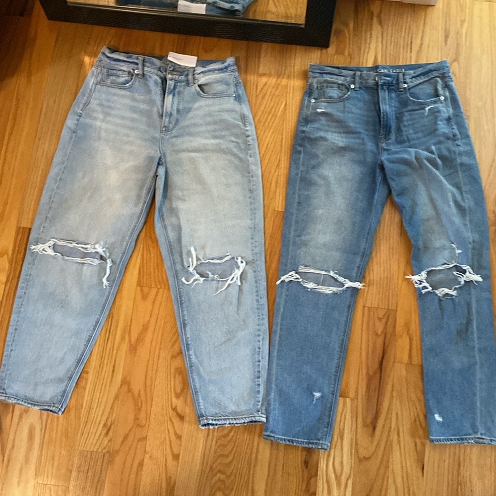 American Eagle distressed jeans - 2 pairs.  Size 6 Regular and 6 Long